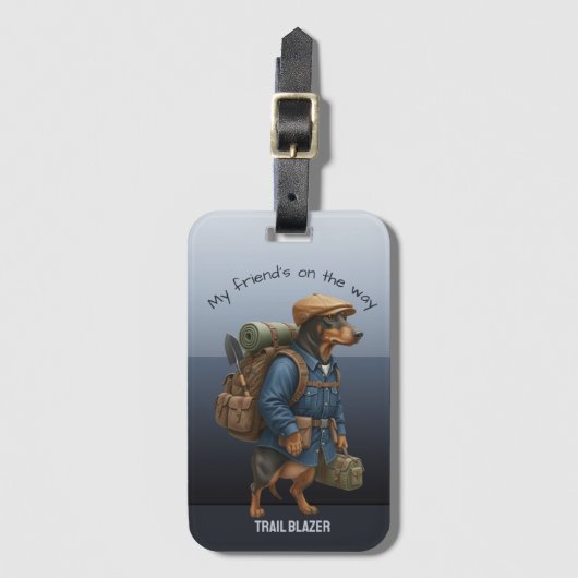 Dachshund Trail Blazer Hiker Personalized  Gepäckanhänger (Vorderseite Vertikal)