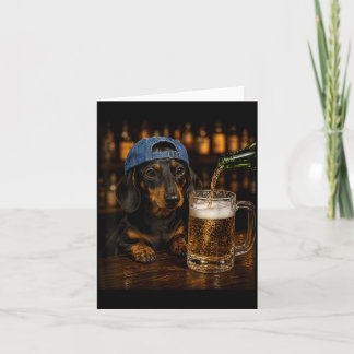 Dachshund trinkt Bier Lustiger Hund Meme Vintage Karte