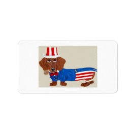 Dachshund Uncle Sam Invitation Adressaufkleber