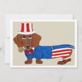 Dachshund Uncle Sam Invitation Einladung (Vorderseite)