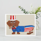 Dachshund Uncle Sam Invitation Einladung (Stehend Vorderseite)