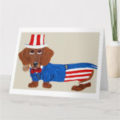 Dachshund Uncle Sam Invitation Karte (Vorderseite)