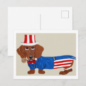 Dachshund Uncle Sam Invitation Postkarte (Vorne/Hinten)