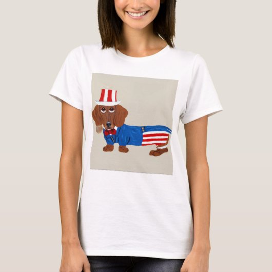 Dachshund Uncle Sam T-Shirt (Vorderseite)