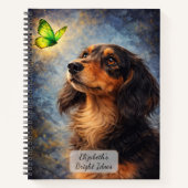 Dachshund und grüne Schmetterlinge Notizblock (Vorderseite)