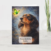 Dachshund und grüner Schmetterling Karte (Vorderseite)