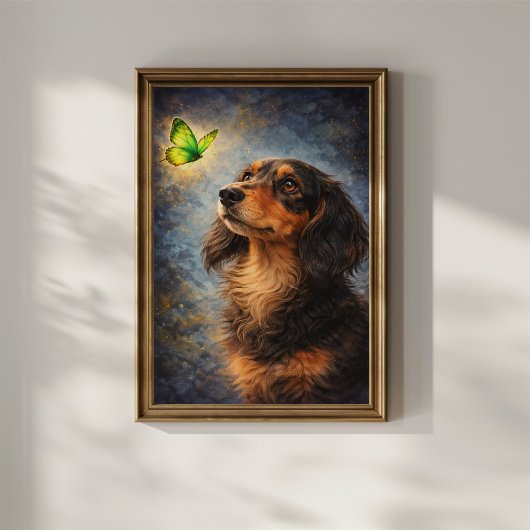 Dachshund und Schmetterling Poster