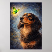 Dachshund und Schmetterling Poster (Vorne)