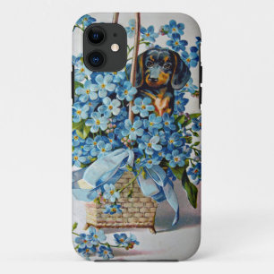 Dachshund und Vergissmeinnicht iPhone 11 Hülle