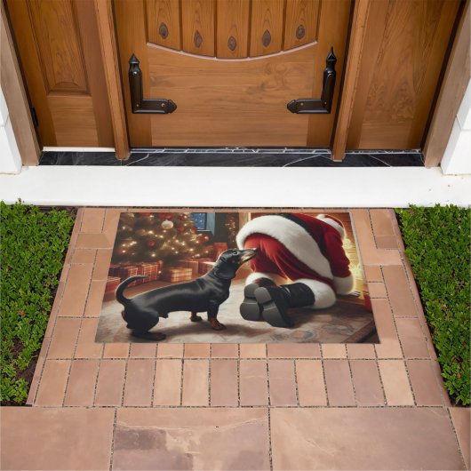 Dachshund und Weihnachtsmann Fußmatte (Außenbereich)