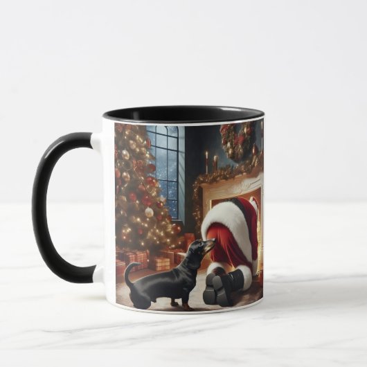 Dachshund und Weihnachtsmann Tasse (Links)