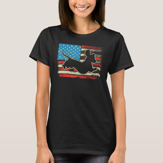 Dachshund USA Flag Doxie Weiner Dog 4th of July Pa T-Shirt (Vorderseite)