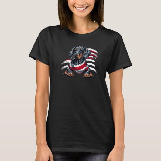 Dachshund USA patriotic US Flag Gifts Dog Lover Pr T-Shirt (Vorderseite)