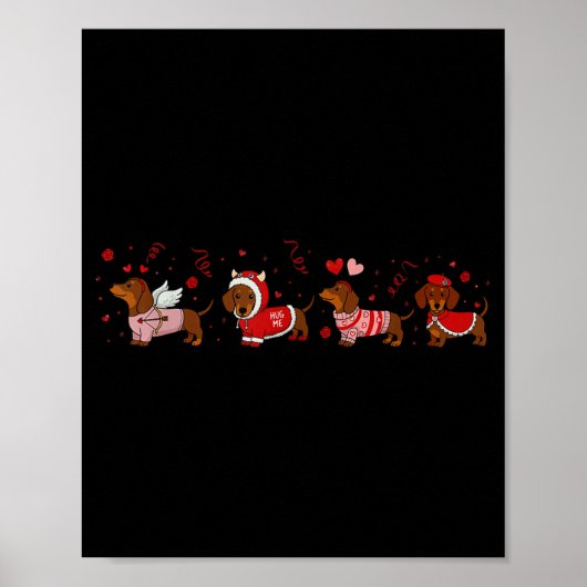 Dachshund Valentine Dachshund Valentine’s Day Saus Poster (Vorne)