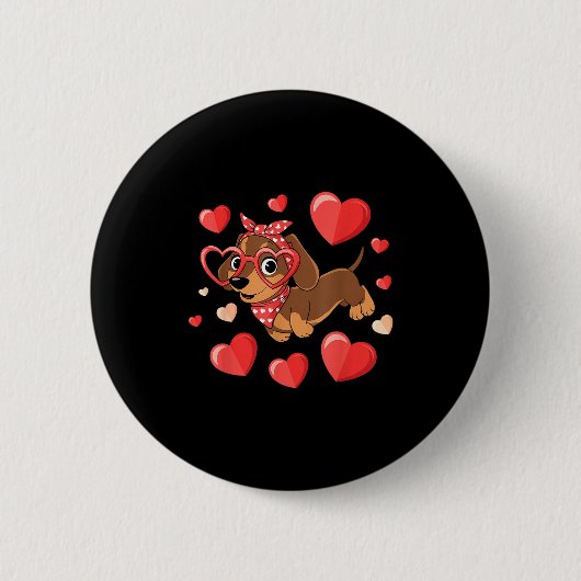 Dachshund Valentines Day Wiener Dog Lover Weenie H Button (Vorderseite)
