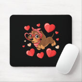 Dachshund Valentines Day Wiener Dog Lover Weenie H Mousepad (Mit Mouse)