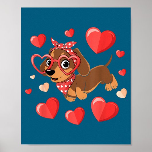 Dachshund Valentines Day Wiener Dog Lover Weenie H Poster (Vorne)