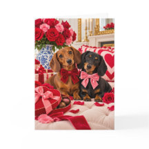 Dachshund Valentinskarte Duo Kurzhaar