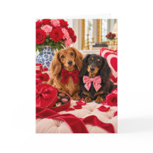 Dachshund Valentinskarte Duo Langhaar