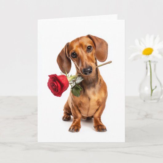 Dachshund Valentinstag Karte (Kleine Pflanze)