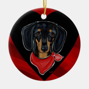 Dachshund Valentinstag Keramik Ornament