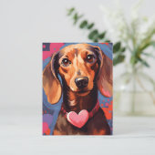 Dachshund Valentinstag Postkarte (Stehend Vorderseite)
