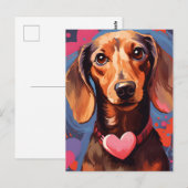 Dachshund Valentinstag Postkarte (Vorne/Hinten)