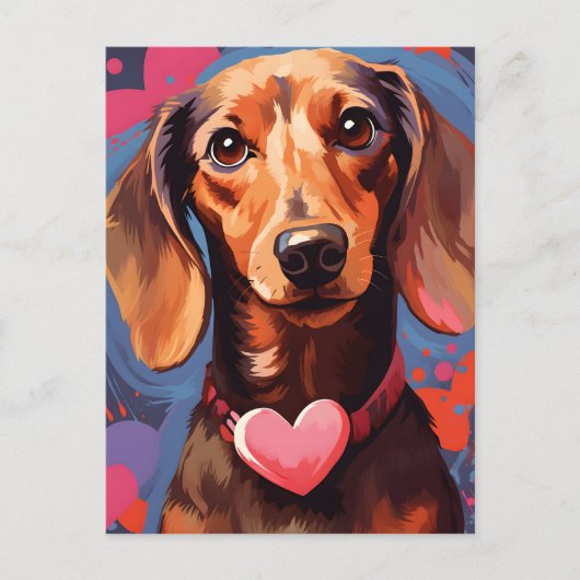 Dachshund Valentinstag Postkarte (Vorderseite)