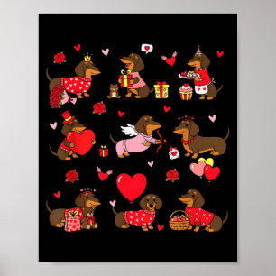 Dachshund Valentinstag Süßer Hund Wiener Hund Lieb Poster
