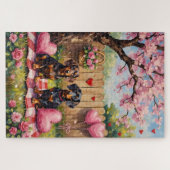 Dachshund Valentinstagskunst Puzzle (Horizontal)