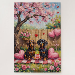 Dachshund Valentinstagskunst Puzzle