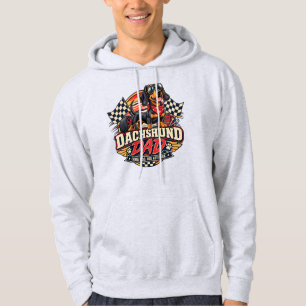 Dachshund-Vater-Rennkarierte Flagge Langhund Hoodie