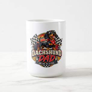 Dachshund-Vater-Rennkarierte Flagge Langhund Kaffeetasse