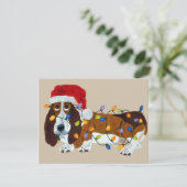 Dachshund verwirrt in den Weihnachtslichtern Feiertagskarte (Stehend Vorderseite)