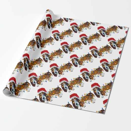 Dachshund verwirrt in den Weihnachtslichtern Geschenkpapier (Ungerollt)