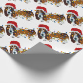 Dachshund verwirrt in den Weihnachtslichtern Geschenkpapier (Ecke)