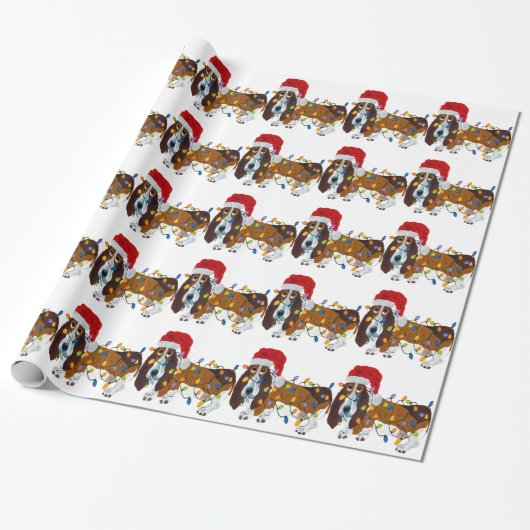 Dachshund verwirrt in den Weihnachtslichtern Geschenkpapier (Ungerollt)
