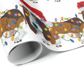 Dachshund verwirrt in den Weihnachtslichtern Geschenkpapier (Rolleneckpunkt)