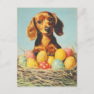 Dachshund Vintage Ostern Postkarte