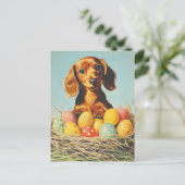 Dachshund Vintage Ostern Postkarte (Stehend Vorderseite)