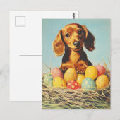 Dachshund Vintage Ostern Postkarte (Vorne/Hinten)
