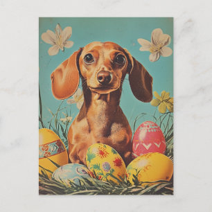 Dachshund Vintage Ostern Postkarte