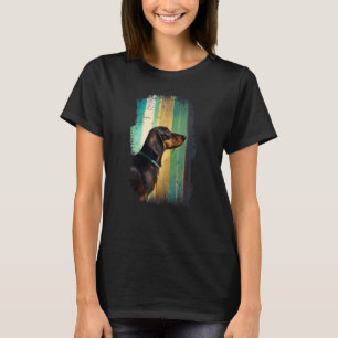 Dachshund Vintage Silhouette 60er 70er Retro Hund T-Shirt