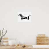 Dachshund-Vintage-Stichillustration Poster (Küche)