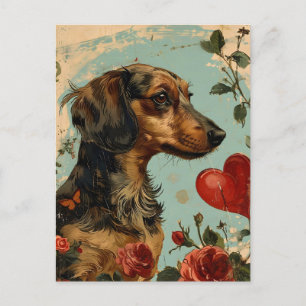 Dachshund Vintage Valentinstag  Postkarte
