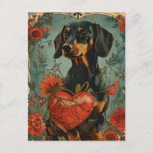 Dachshund Vintage Valentinstag  Postkarte