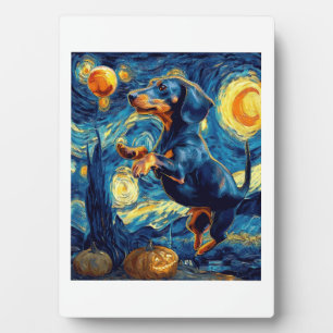 Dachshund von van gogh sternennacht halloween Lust Fotoplatte