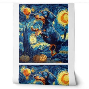 Dachshund von van gogh Sternennacht Halloween Lust Tapete