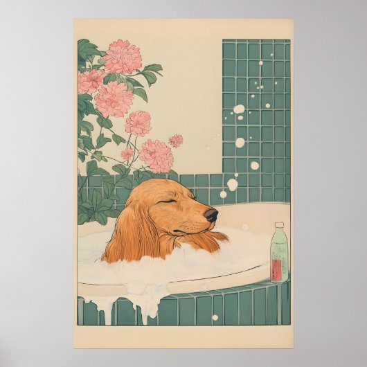 Dachshund Wall Art Japanese Style Bathroom Print Poster (Vorne)