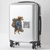 Dachshund Wanderer + QR Code Aufkleber (Koffer)